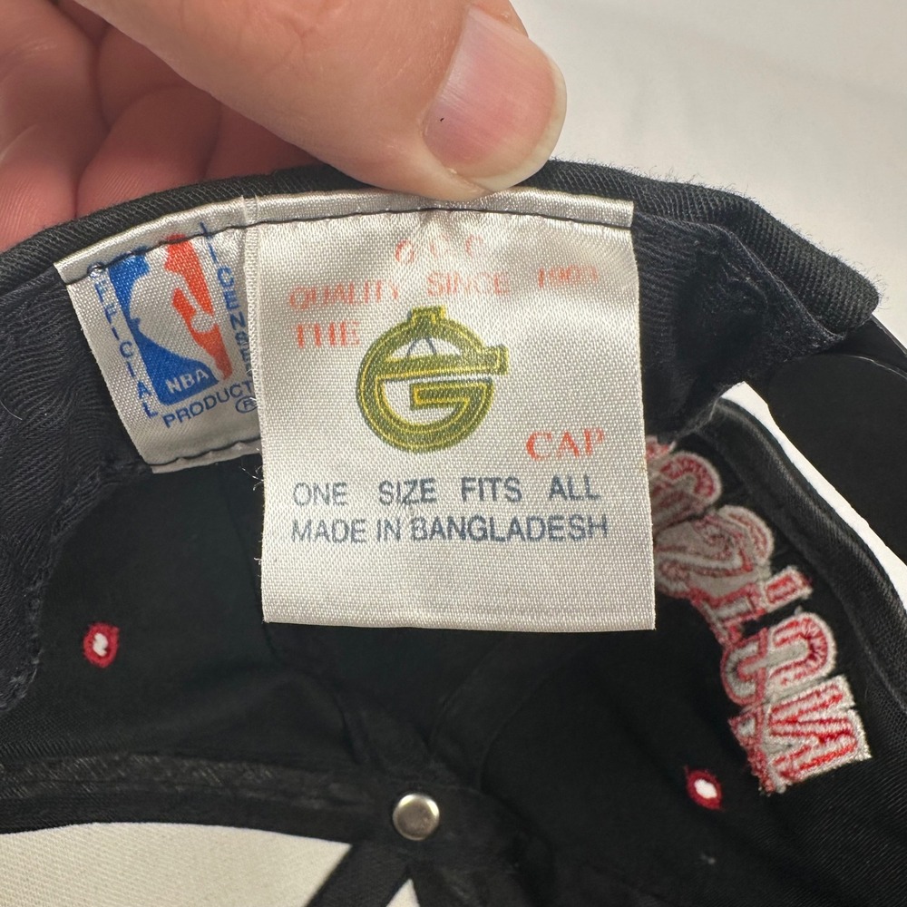 Vintage 90s Houston Rockets Hat Black Red NBA Snapback Green Underbill The G Cap - Picture 8 of 10